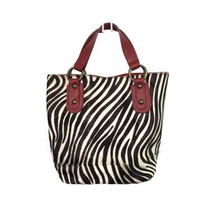 Maurizio Tauiti Women's Zebra Red Leather Trim Double Handle Mini Tote